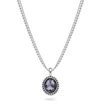 Ti Sento Necklace Silver And Blue Cubic Zirconia Oval