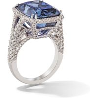 Hans D. Kreiger 18ct White Gold 17.93ct Tanzanite 1.85ct Diamond Emerald Cut Ring