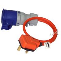 Masterplug 1 Socket 13 A External Mains Converter Lead Hook-Up Adaptor 0.5m Orange