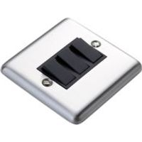 Volex 10A 2-Way Triple Polished Steel Light Switch