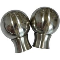 Stainless Steel Effect Metal Ball Curtain Finial (Dia)28mm Pack Of 2