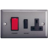 Holder 45A Double Pole Pewter Effect Cooker Switch