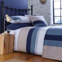 Chartwell Boston Striped Blue King Size Bed Cover Set