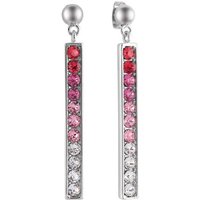 Guess Miami Rhodium Plated Pink Bar Earrings