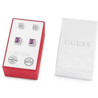 Guess Box Set With White And Pink Crystal Earrings - Silver