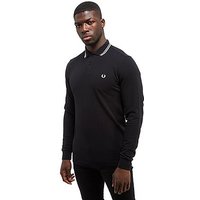 Fred Perry Twin Tip Long Sleeve Polo Shirt - Black - Mens
