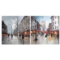 Paris Street Scenes Multicolour Canvas Art Set (W)40cm (H)40cm
