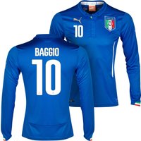 Italy Home Shirt 2013/14 - Long Sleeved With Baggio 10 Printing, Blue