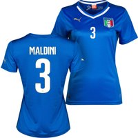 Italy Home Shirt 2013/14 - Womens With Maldini 3 Printing, Blue