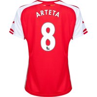 Arsenal Home Shirt 2014/15 - Womens Red With Arteta 8 Printing, Red