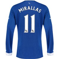 Everton Home Shirt 2015/16 - Long Sleeved With Mirallas 11 Printing, Blue