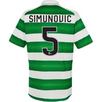 Celtic Home Kids Shirt 2016-17 With Simunovic 5 Printing, Green/White