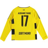 BVB Home Shirt 2017-18 - Kids - Long Sleeve With Aubameyang 17 Printin, Yellow/Black