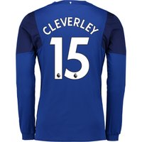 Everton Home Shirt 2017/18 - Junior - Long Sleeved With Cleverley 15 P, Blue