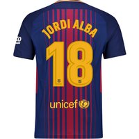 Barcelona Home Vapor Match Shirt 2017-18 With Jordi Alba 18 Printing, Red/Blue