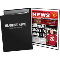 Manchester United Personalised Newspaper In Presentation Folder, Black