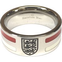 England Colour Stripe Crest Band Ring - Stainless Steel, N/A