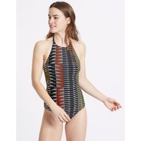 M&S Collection Secret Slimming Tribal Print High Neck Swimsuit