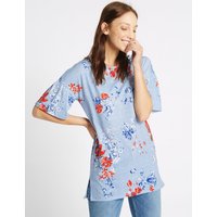 M&S Collection Floral Print Round Neck Half Sleeve Tunic