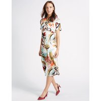 M&S Collection Painted Floral Print Swing Midi Dress