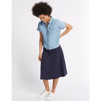 M&S Collection Pure Cotton A-Line Midi Skirt