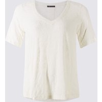 M&S Collection Textured V-Neck Short Sleeve Blouse