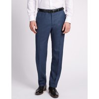 M&S Collection Luxury Blue Regular Fit Wool Trousers