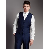 Autograph Blue Tailored Fit Wool Waistcoat