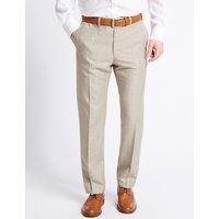 M&S Collection Tailored Linen Blend Flat Front Trousers