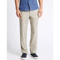 M&S Collection Big & Tall Regular Fit Linen Rich Trousers
