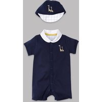 Autograph Pure Cotton Romper With Hat Outfit