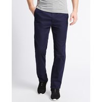 M&S Collection Straight Fit Cotton Rich Trousers