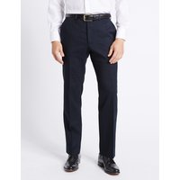 M&S Collection Blue Textured Regular Fit Trousers