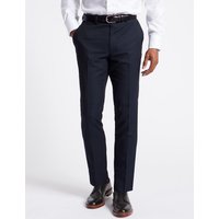M&S Collection Navy Textured Slim Fit Trousers