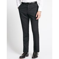 M&S Collection Luxury Charcoal Textured Slim Fit Wool Trousers