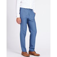 M&S Collection Blue Textured Tailored Fit Trousers