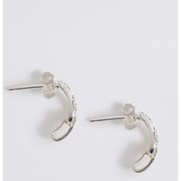 M&S Collection Sterling Silver Diamanté Pave Stud Earrings
