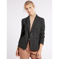 M&S Collection Checked One Button Jacket