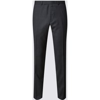M&S Collection Luxury Big & Tall Charcoal Slim Fit Wool Trousers