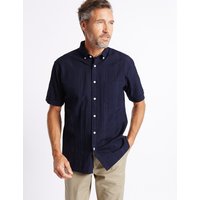 Blue Harbour Pure Cotton Textured Shirt With Pocket