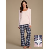 M&S Collection Pure Cotton Printed Long Sleeve Pyjamas