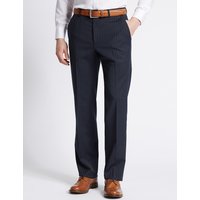 M&S Collection Navy Striped Modern Slim Fit Trousers