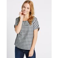 M&S Collection PETITE Checked Tie Back Shell Top