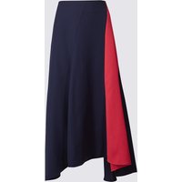 Limited Edition Colour Block Fluted Asymmetrical Midi Skirt