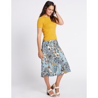 Classic Paisley Floral Print A-Line Midi Skirt