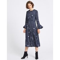 Limited Edition Constellation Print Long Sleeve Midi Dress