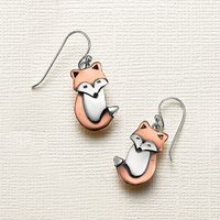 Copper & Silver Fox Drop Earrings