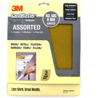 3M Sandblaster Assorted Sandpaper - Pack Of 3