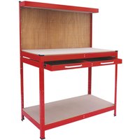 Hilka WB212 Work Bench With Tool Organiser Back Board - Red