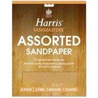 Harris Taskmasters Assorted Sandpaper - Pack Of 5